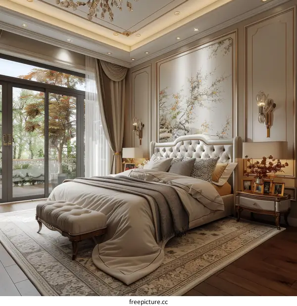 Luxury Elegant Bedroom Interior Design Illustration
