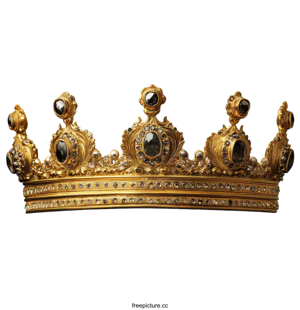 [Transparent Background PNG]Golden Crown with Precious Gems