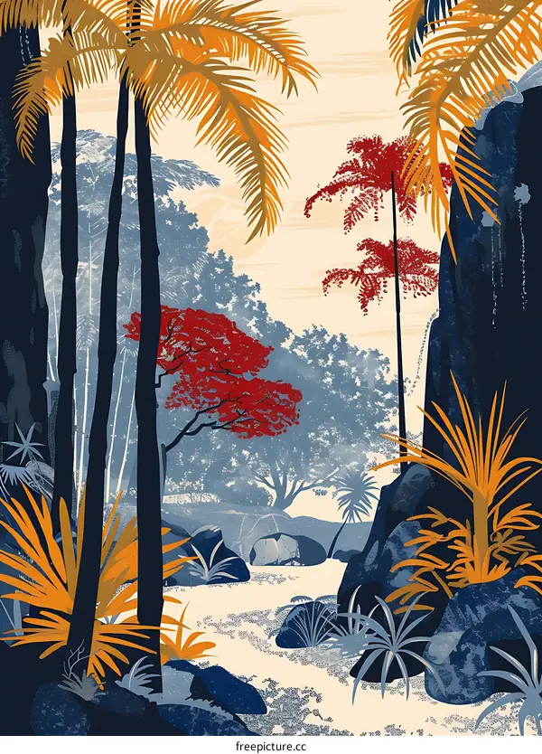 Abstract Art of Tropical Rainforest Landscape