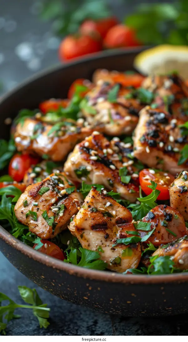 Grilled chicken with tomatoes and parsley