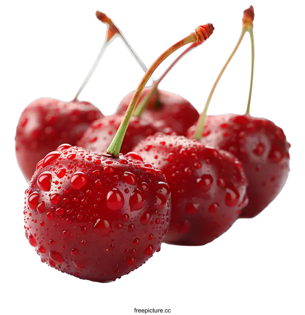 [Transparent Background PNG]cherries with water drops