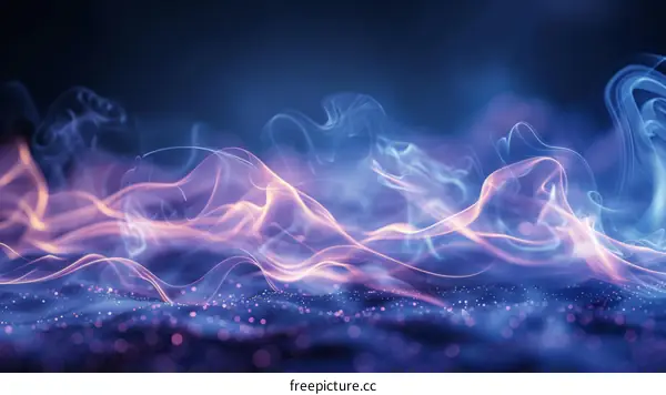 Blue and Pink Abstract Smoke Waves Background