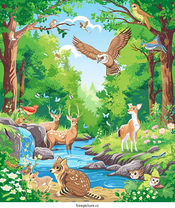 Forest Animals Cartoon Illustration