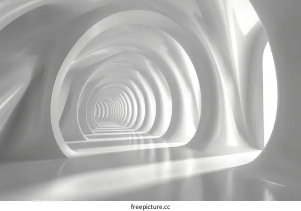 Futuristic White Minimalist Curved Passage