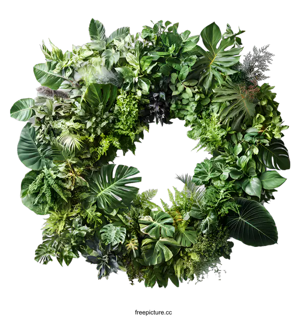 [Transparent Background PNG]Green Plants Circle on White Background