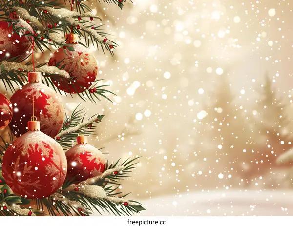 Christmas Tree With Red And Gold Ornaments