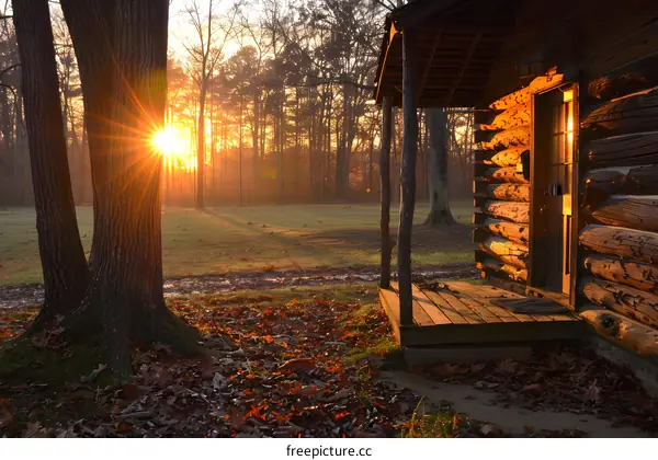 Small wooden house in the middle of the forest