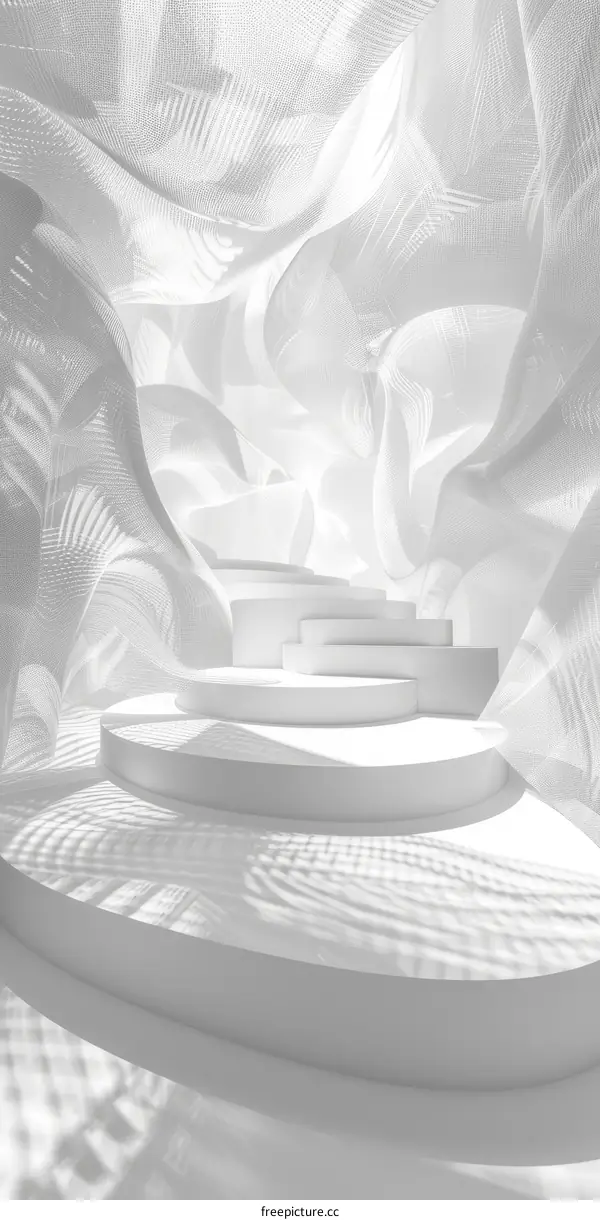 White Podiums in an Ethereal Space