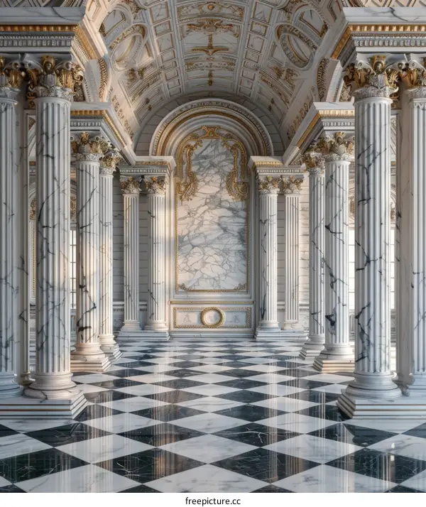 ornate hallway with marble columns