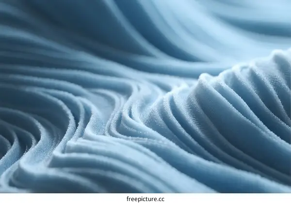 Macro View of Textured Blue Fabric with Wavy Patterns
