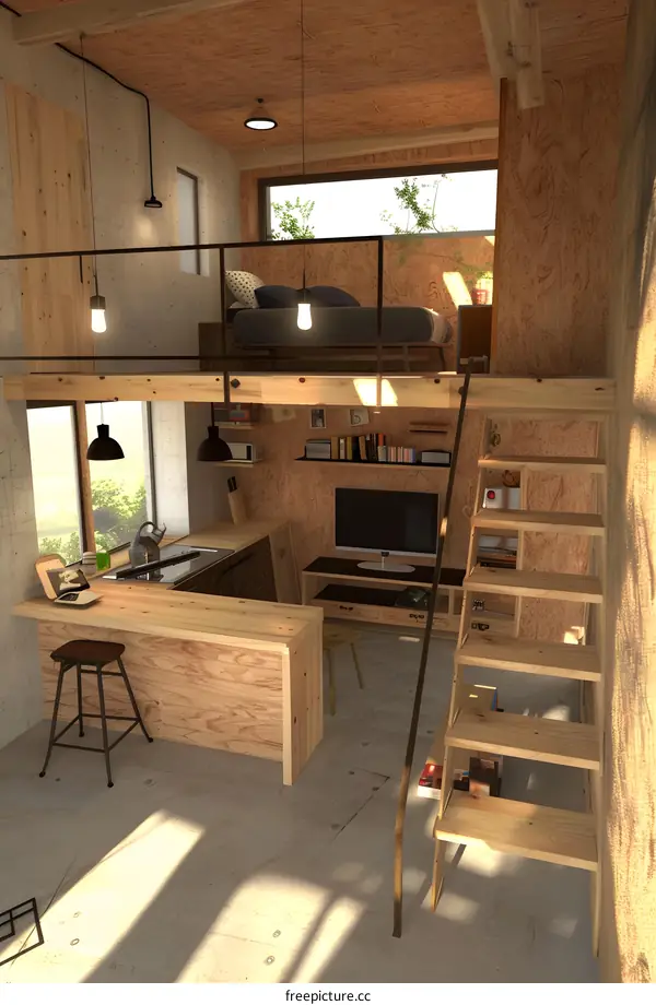 Modern Loft Apartment Interior Design With Wooden Elements