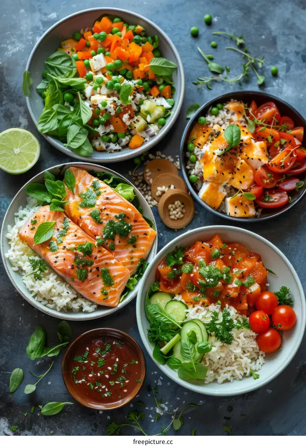 Four Bowls of Healthy and Savory Meals