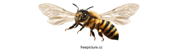 [Transparent Background PNG]Detailed Close-up of a Honeybee in Flight