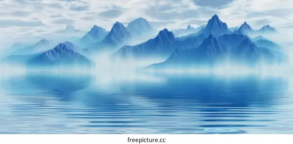 Blue mountains and water