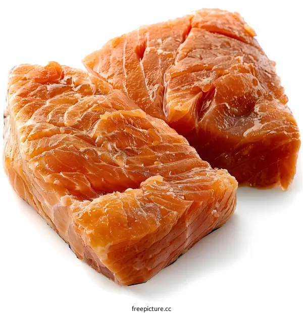 Two pieces of raw salmon fillet
