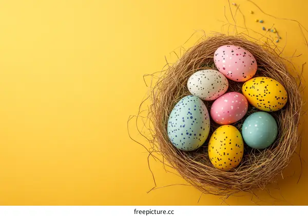 Colorful Easter Eggs in a Nest