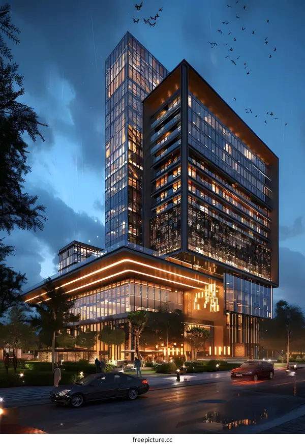 The office building is located in the central business district of the city.