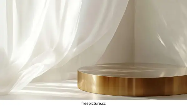 Luxury Gold Display Stage with Sheer Curtains