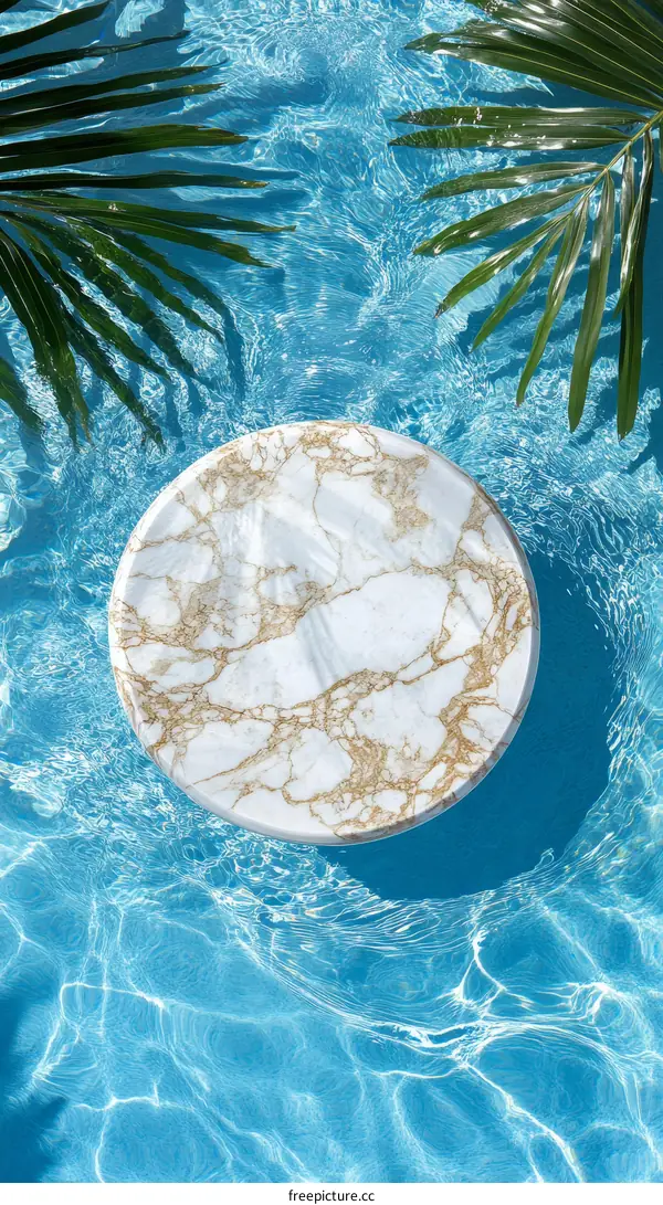 Marble Round Tray in Swimming Pool