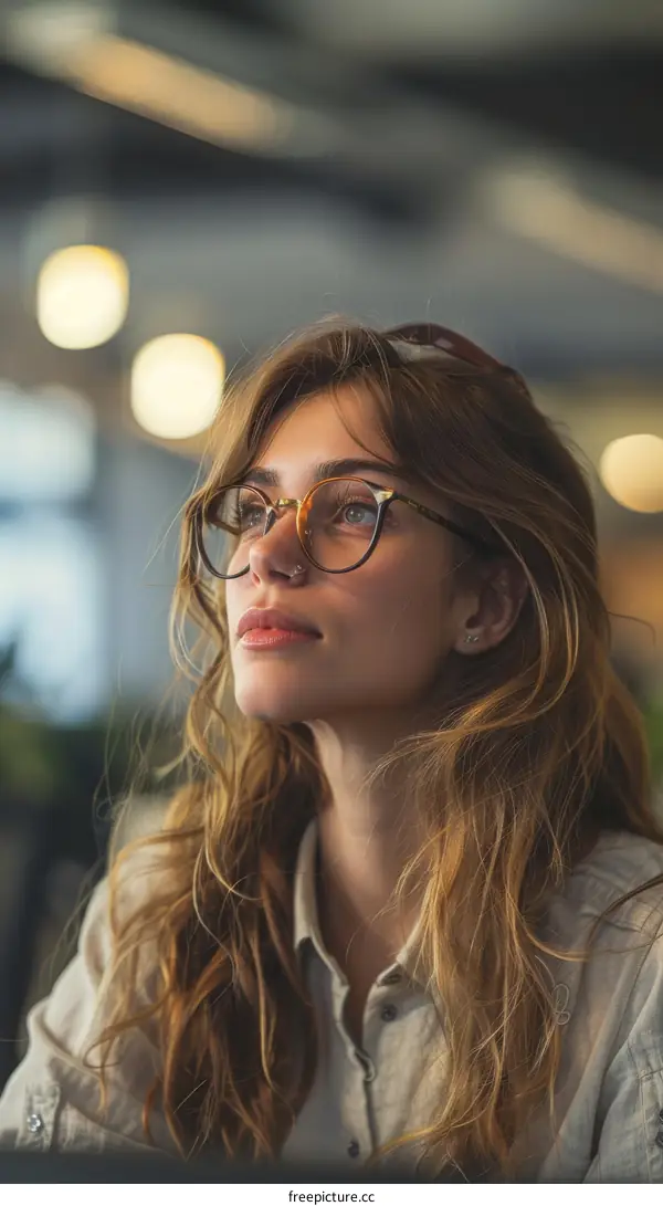 Thoughtful Woman in a Cafe