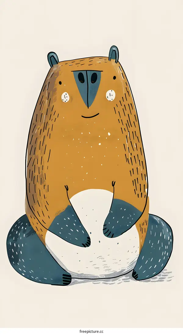 Cute Cartoon Illustration Of A Sitting Bear