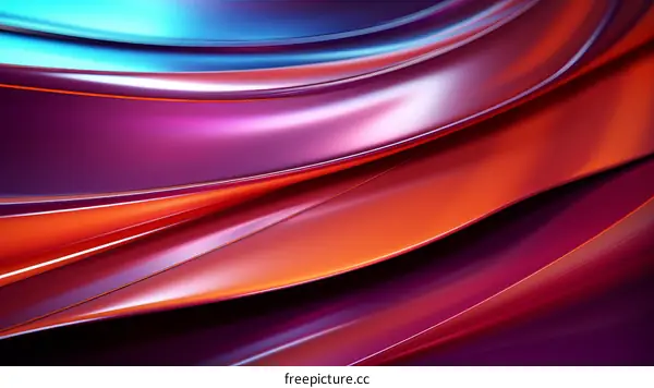 Wavy colorful gradient background with smooth and glossy metal質感