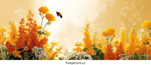 Vibrant Floral Arrangement in Warm Sunlight