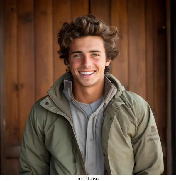 Portrait of a smiling young man with curly hair