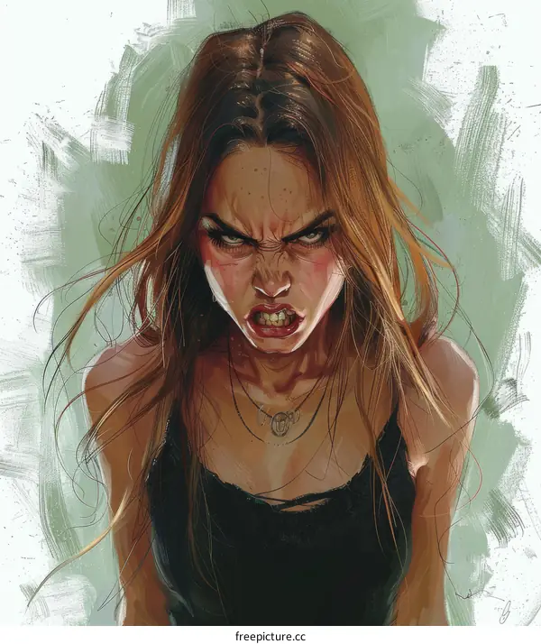 portrait of an angry looking woman