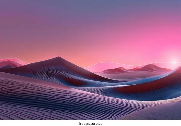 Desert landscape with purple and pink hues