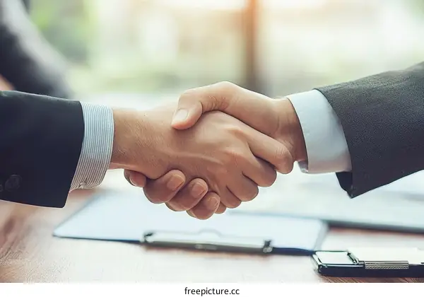 Business Deal Agreement Handshake Two People