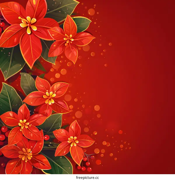 Red poinsettia flowers background image