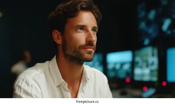 Caucasian Man in Surveillance Room