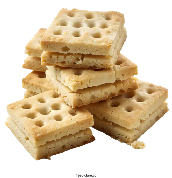 [Transparent Background PNG]Square butter cookies stacked on a white background