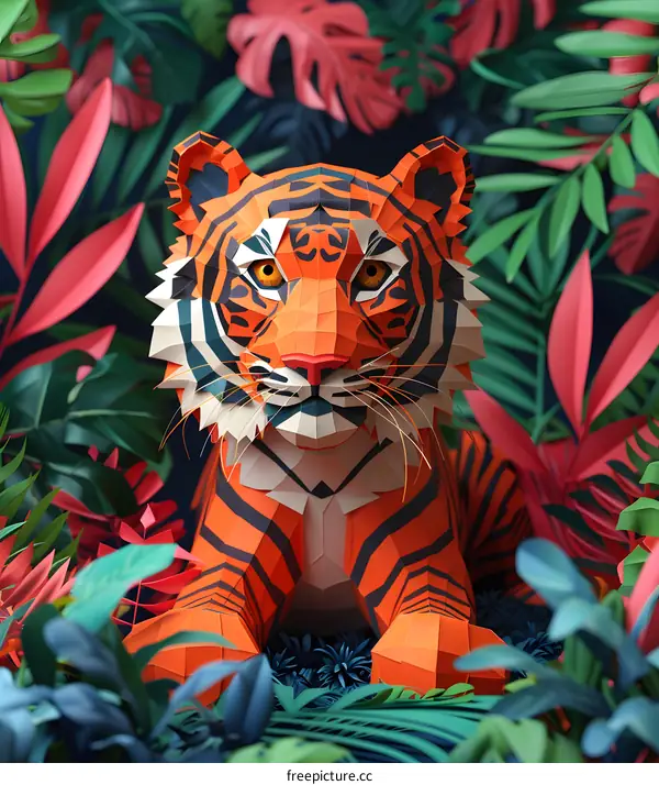 Paper Tiger in Jungle Environment