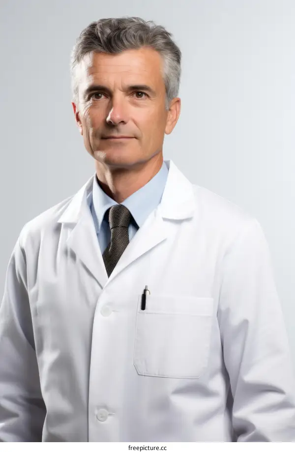 Portrait of a male doctor in a white coat