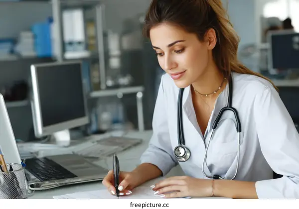 Female Doctor Working in a Clinic
