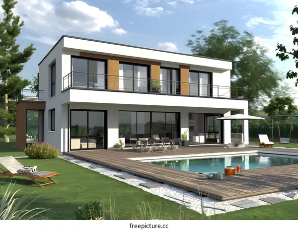 Modern House with Swimming Pool and Patio