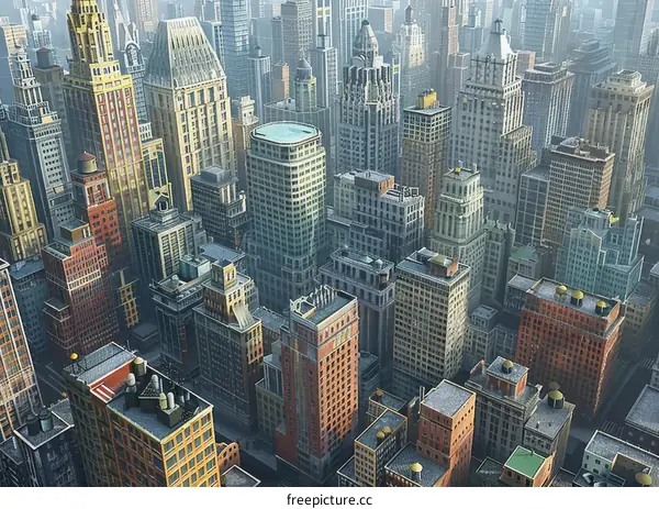 Aerial View of a Busy City Skyline