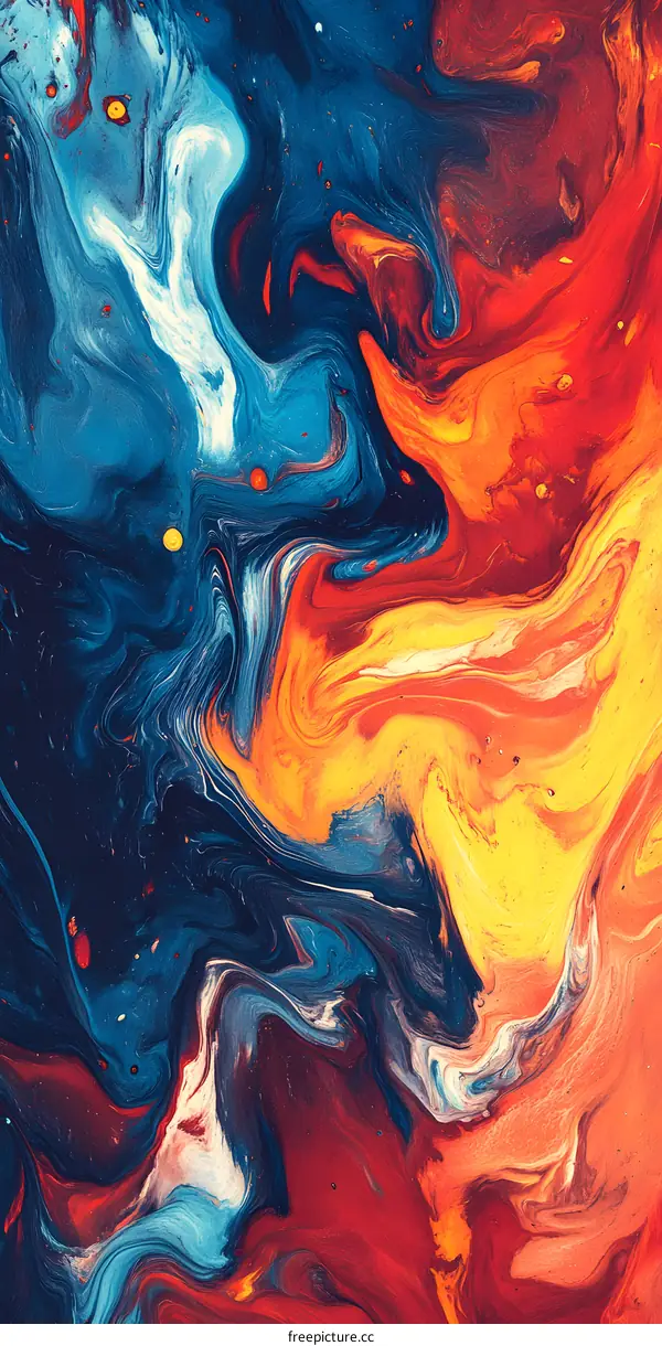 Abstract Art Painting of Blue and Red Swirls