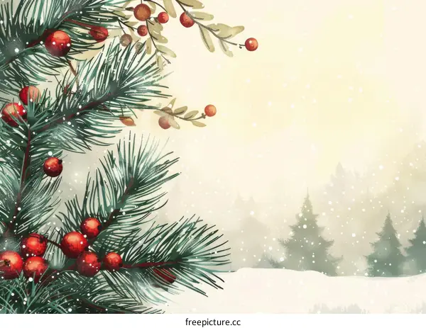 Christmas Evergreen and Berries