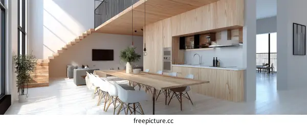 Modern Open-Plan Dining and Kitchen Interior Design
