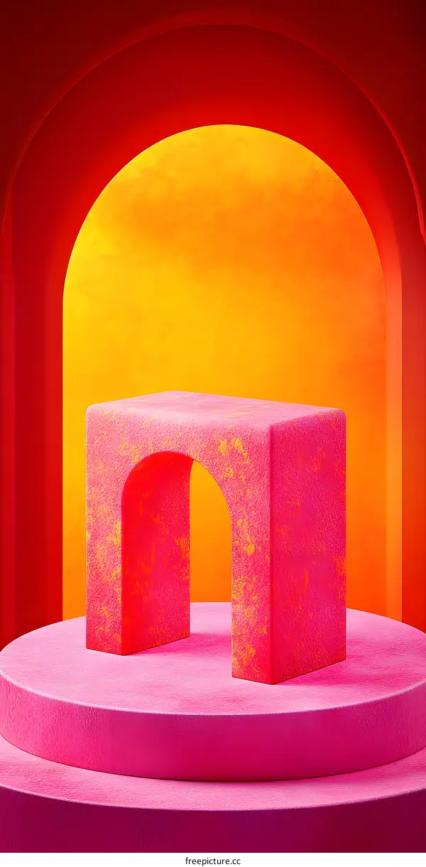 Abstract Arch Minimalist Product Display Stand 3D Rendering