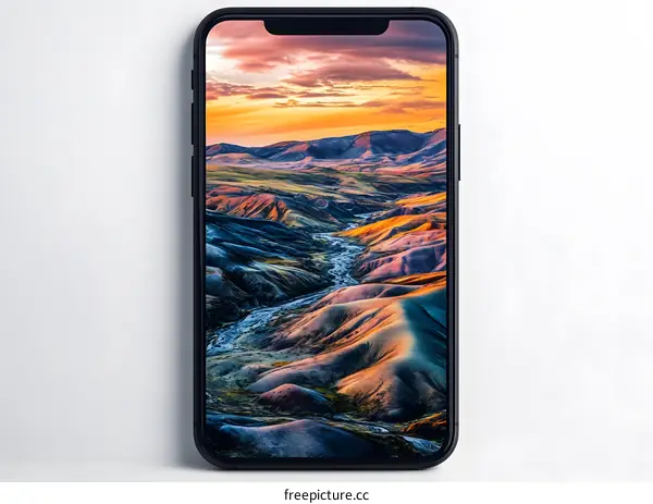 Smartphone Display with Landscape Image