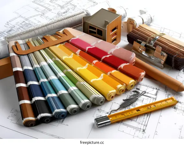 Interior Design Color Palette and Architectural Plans