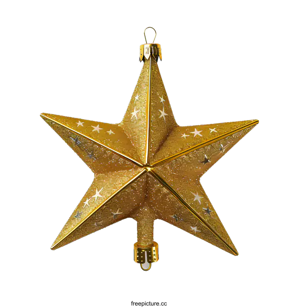 [Transparent Background PNG]Golden Glitter Christmas Star Ornament
