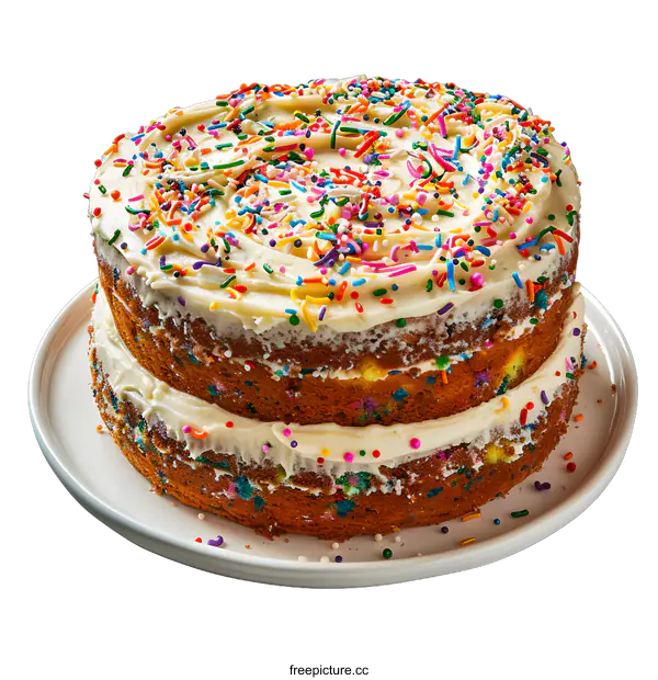 [Transparent Background PNG]Festive Funfetti Cake with Colorful Sprinkles