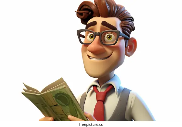 Illustration of a man reading a magazine