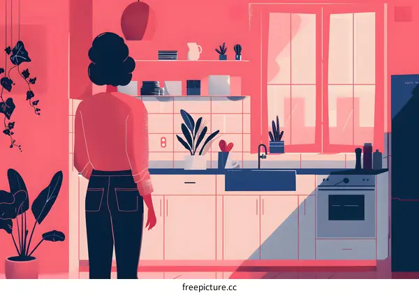 Woman in Kitchen Interior Design
