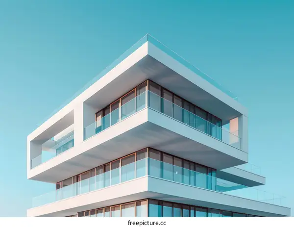 Apartment Building With Glass Windows and Balconies